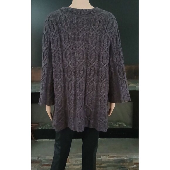 Jillian Nicole Knit Sweater 1X Bulky Casual Cardigan Cable Charcoal Snap Buttons - Picture 5 of 7